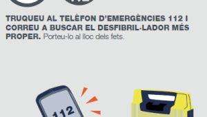 2. Trucar al telèfon d'emergències 112 i córrer a buscar el desfibril·lador més pròxim. Portar-ho al lloc dels fets.